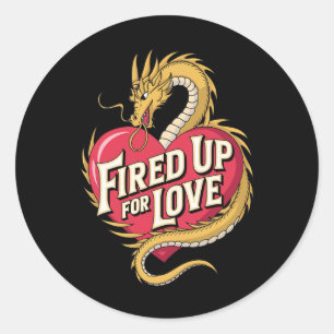 Valentines Day Boy Girl Love Dragon Valentine Fire Classic Round Sticker