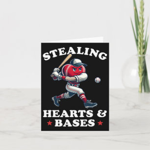 Valentine's Day Boys Baseball Player Stealing Hear Card