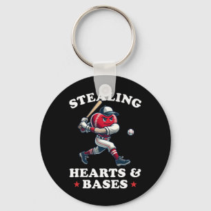 Valentine's Day Boys Baseball Player Stealing Hear Key Ring
