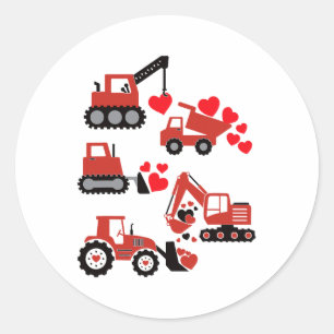 Valentines Day Boys Kids Toddler Construction Truc Classic Round Sticker