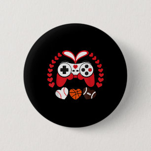 Valentines Day Boys Men Hearts Gaming Basketball B 6 Cm Round Badge