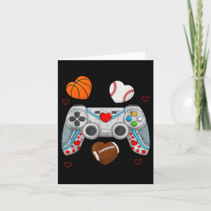 Valentines Day Boys Men Hearts Gaming Basketball B Card