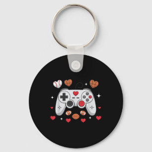 Valentines Day Boys Men Hearts Gaming Basketball B Key Ring
