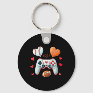 Valentines Day Boys Men Hearts Gaming Basketball B Key Ring