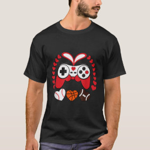 Valentines Day Boys Men Hearts Gaming Basketball B T-Shirt