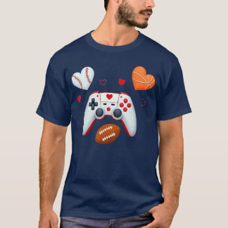 Valentines Day boys men Hearts gaming Basketball B T-Shirt