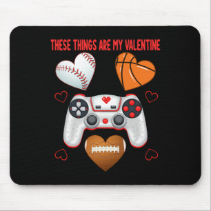 Valentines Day Boys Men Hearts Gaming Football Bas Mouse Pad