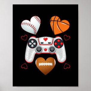 Valentines Day Boys Men Hearts Gaming Sketll Sell  Poster