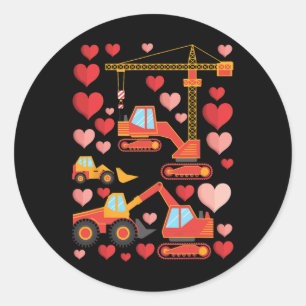 Valentines Day Boys Truck Kids Hearts Toddler  Classic Round Sticker