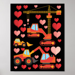 Valentines Day Boys Truck Kids Hearts Toddler Poster
