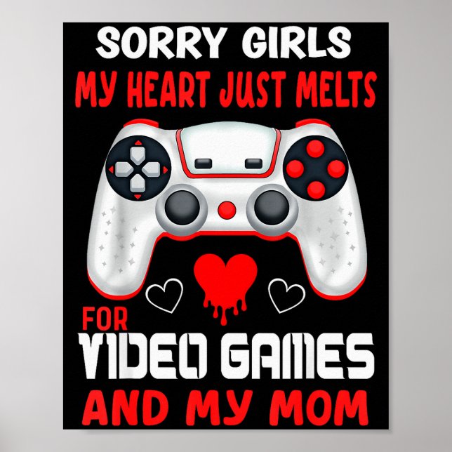 Valentines Day Boys Video Games Mom Gamer Hearts K Poster (Front)