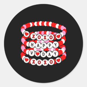 Valentines Day Bracelet Xoxo Happy Valentine Men W Classic Round Sticker