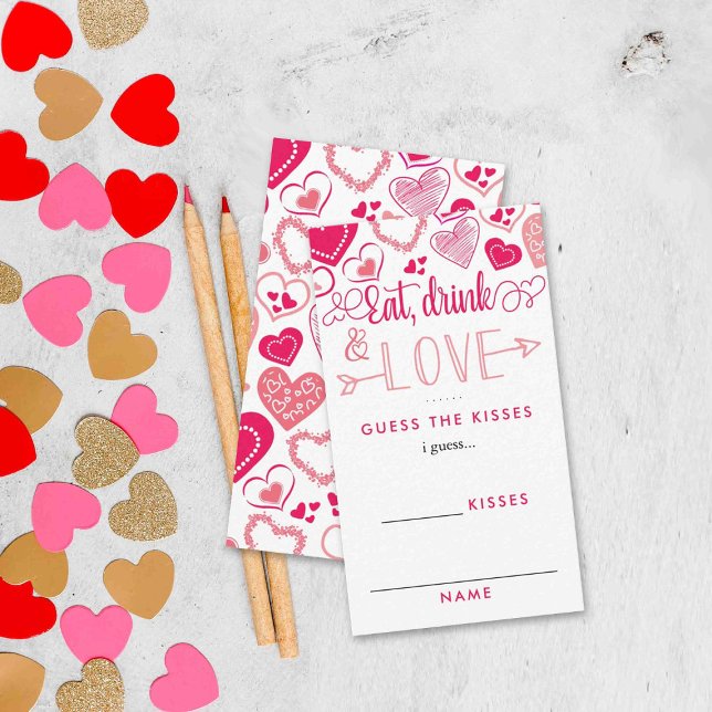 Valentine's Day Bridal Shower How Many Kisses Game Enclosure Card (Creator Uploaded)