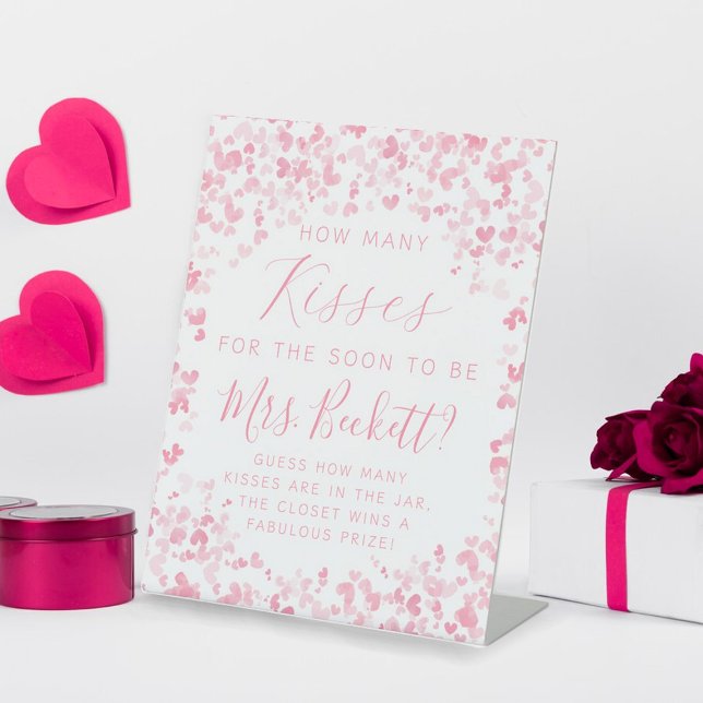 Valentine's Day Bridal Shower How Many Kisses Game Pedestal Sign (Creator Uploaded)