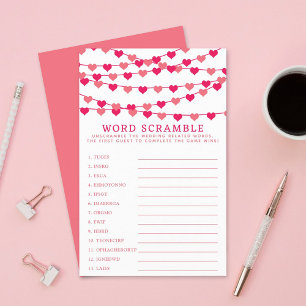 Valentine's Day Bridal Shower Word Scramble Game