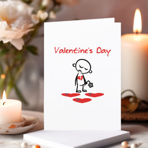 Valentine's Day Broken Heart Man Colour Holiday Card