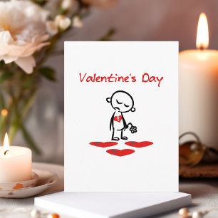 Valentine's Day Broken Heart Man Colour Postcard