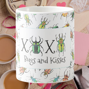 Valentine's Day Bugs and Kisses XOXO Coffee Mug