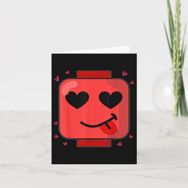 Valentines Day Building Brick Head Heart Builder M Card (Front)