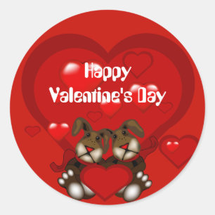 Valentine's Day Bunny Couple Heart Small Sticker