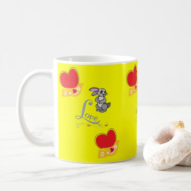 Valentine's Day Bunny Rabbit Love  Mugs (With Donut)