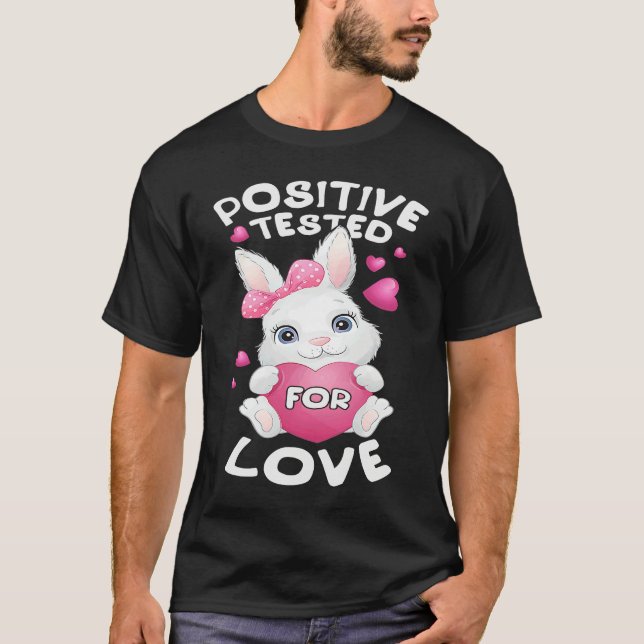 Valentine's day bunny with pink heart for her T-Shirt (Front)