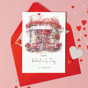 Valentine's Day Caffe Elegant Personalised Holiday Card