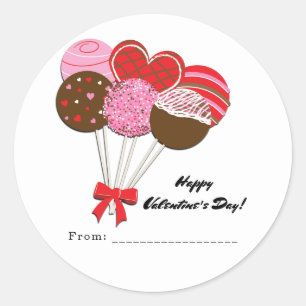 Valentine's Day Cake Pops Personalised Party Favou Classic Round Sticker