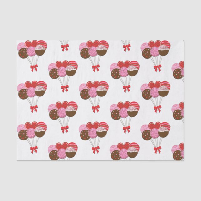 Valentine's Day Cake Pops Sugar Sweets Custom Tissue Paper (Front)
