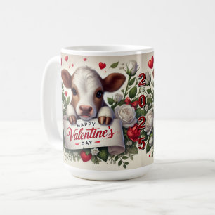 Valentine's Day Calf with Floral Arrangement  Coffee Mug