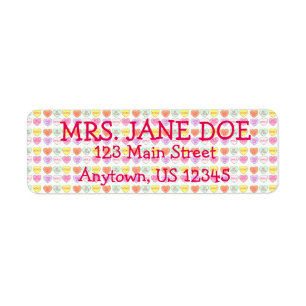 Valentine's Day Candy Conversation Hearts Pastel Return Address Label