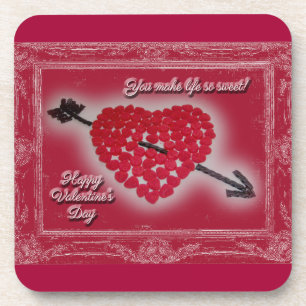 Valentine's Day Candy Heart Greeting Coaster