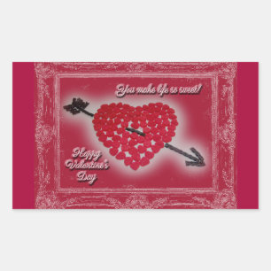 Valentine's Day Candy Heart Greeting Rectangular Sticker