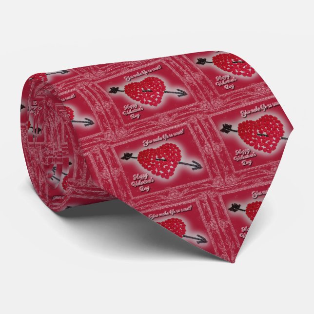 Valentine's Day Candy Heart Greeting Tie (Rolled)