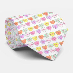 Valentine's Day Candy Heart Pastel Conversation Tie
