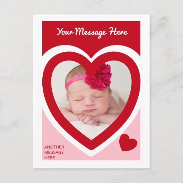 Valentine's Day Candy Hearts Box Custom Photo Postcard (Front)