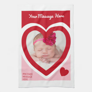 Valentine's Day Candy Hearts Box Custom Photo Tea Towel