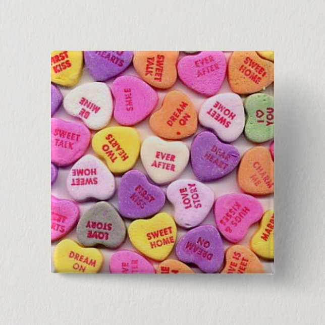 Valentine's Day Candy Hearts Button (Front)