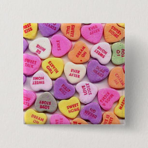 Valentine's Day Candy Hearts Button