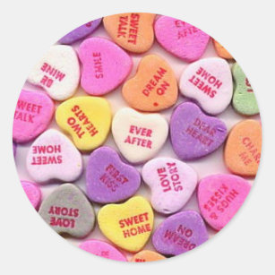 Valentine's Day Candy Hearts Classic Round Sticker