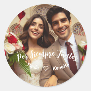 Valentines Day Candy Hearts Custom Photo Spanish Classic Round Sticker