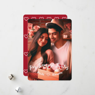 Valentines Day Candy Hearts Custom Photo Spanish Holiday Card