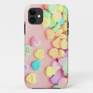 Valentine's Day candy, hearts, dialogue iPhone 11 Case
