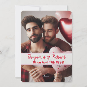 Valentines Day   Candy Hearts Gay Couple Fun Photo Holiday Card