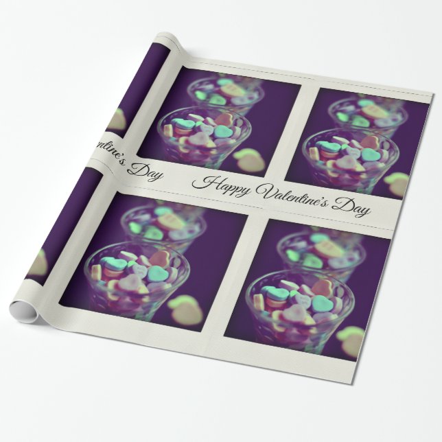 Valentine's Day Candy Hearts Instant Film Wrapping Paper (Unrolled)