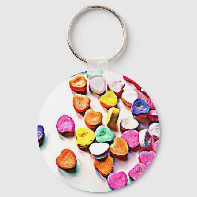 Valentine's Day Candy Hearts Key Ring (Front)