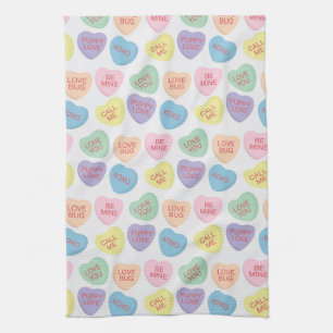Valentines Day Candy Hearts Kitchen Towel