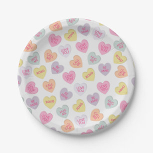 Valentines Day Candy Hearts Paper Plate
