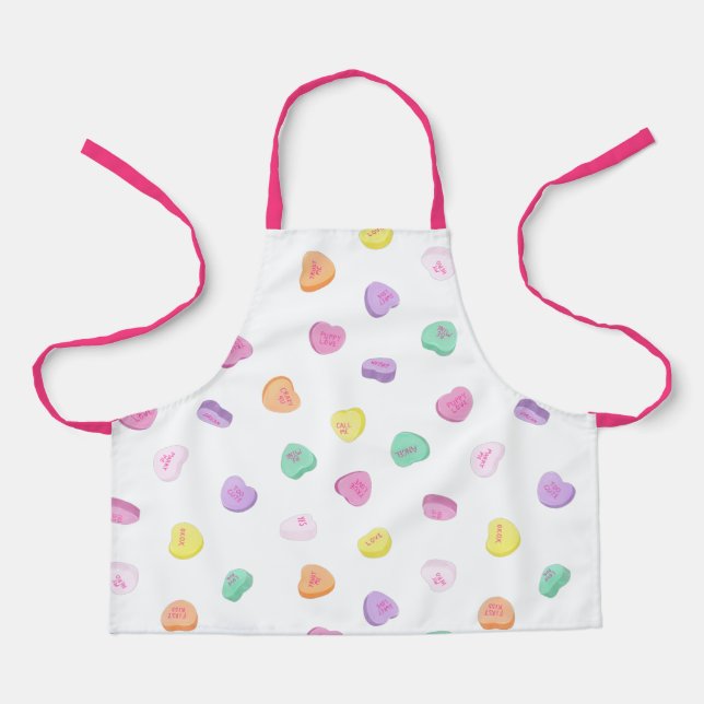 Valentines Day Candy Hearts Pattern Apron (Front)