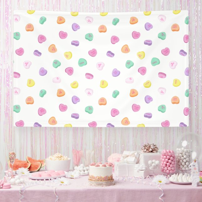 Valentines Day Candy Hearts Pattern Banner (Party)